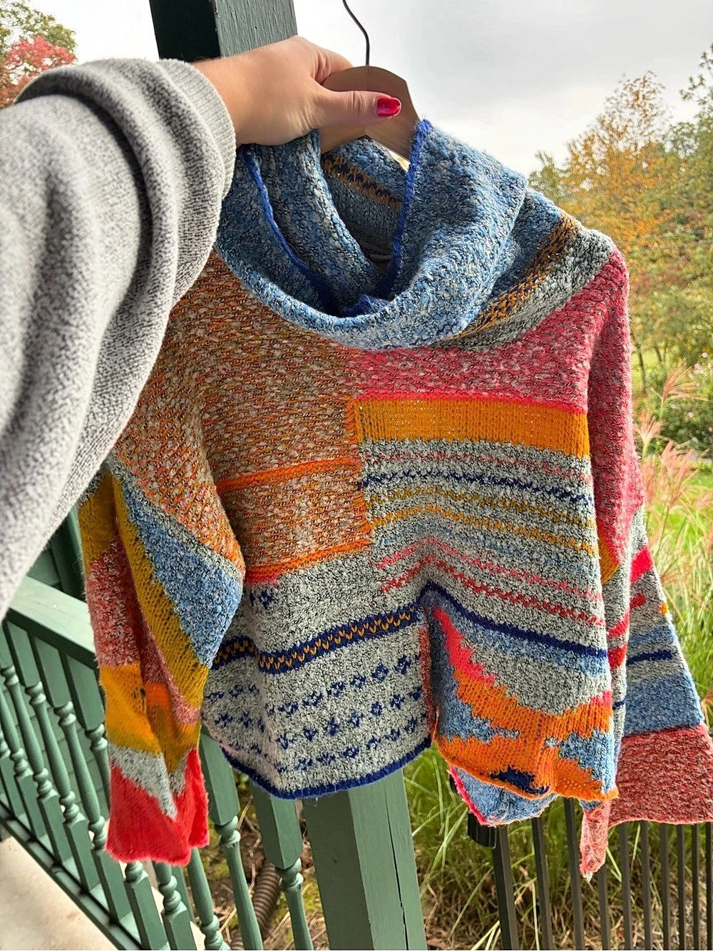Colorful Patchwork turtleneck sweater